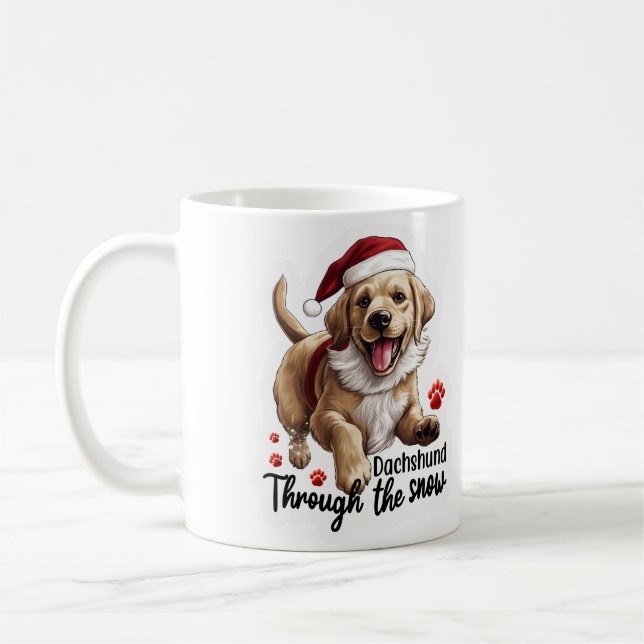 Caneca De Café dachshund Através da Neve (Esquerda)