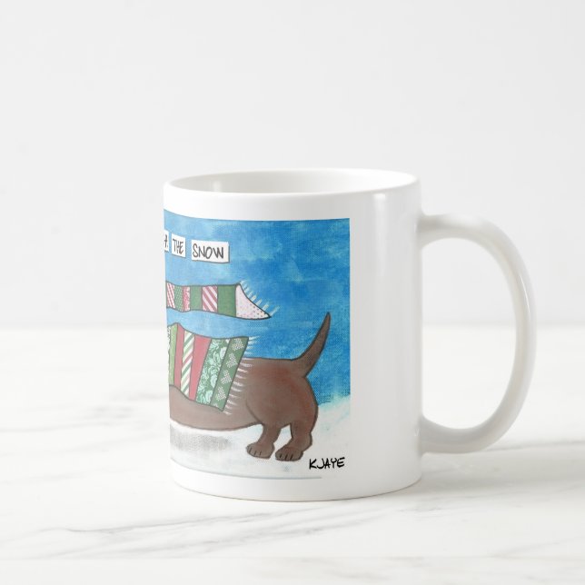Caneca De Café Dachshund através da neve - Natal engraçado de (Direita)