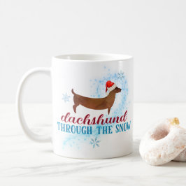 Caneca De Café Dachshund Através do Natal dos Papais noeis de Nev