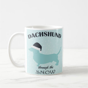 Caneca De Café Dachshund Através do Natal Engraçado da Neve
