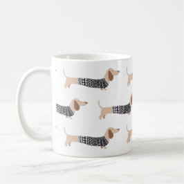 Caneca De Café Dachshund Black Christmas Sweater Patterne Engraça