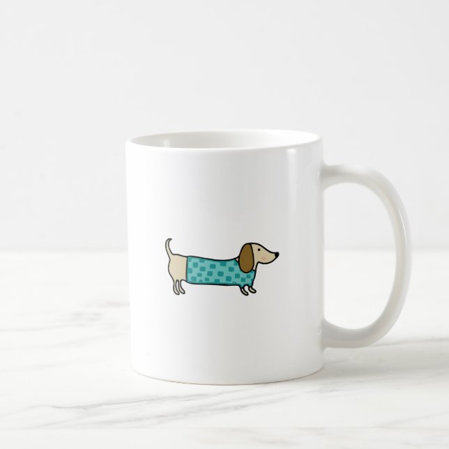 Caneca De Café Dachshund bonito no azul da hortelã (Direita)