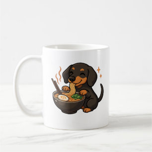 Caneca De Café Dachshund com Macarrão Ramen Kawaii Cachorro