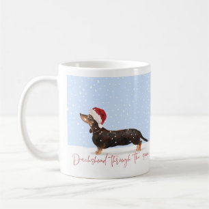Caneca De Café DACHSHUND COM o Natal bonito da NEVE