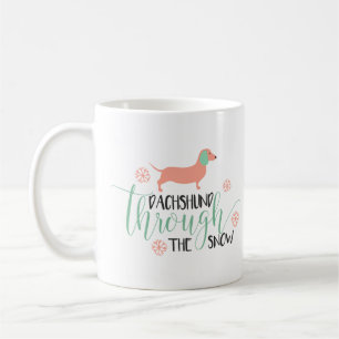 Caneca De Café Dachshund com o Natal da neve