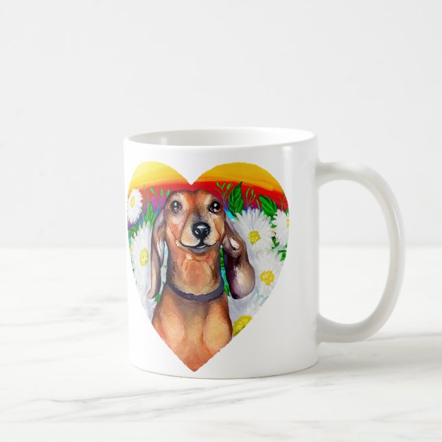 Caneca De Café Dachshund Daisy Patch (Direita)
