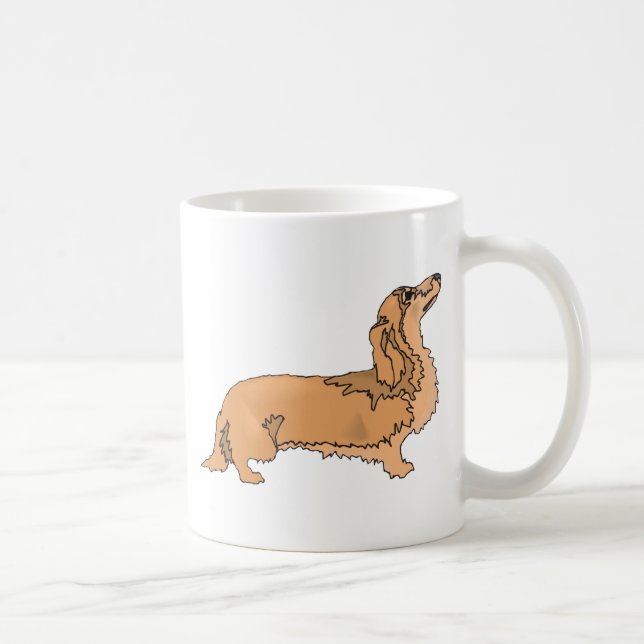 Caneca De Café Dachshund de cabelos compridos (Direita)