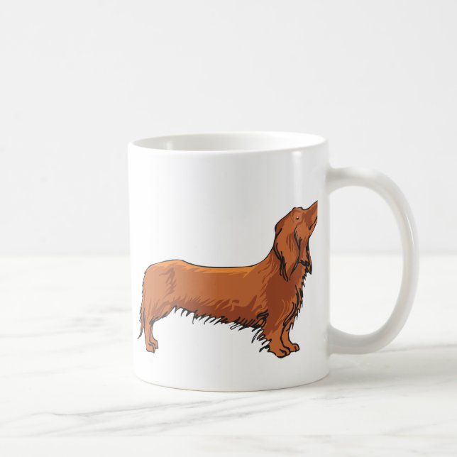Caneca De Café Dachshund de cabelos compridos (Direita)