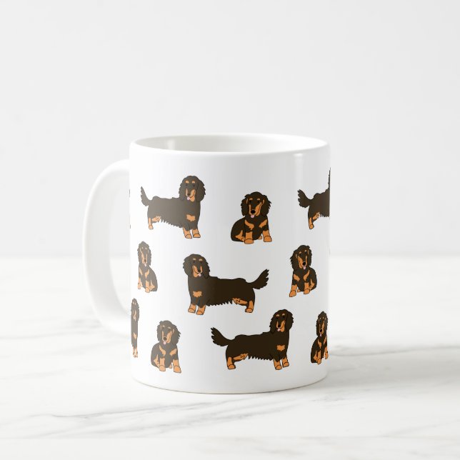 Caneca De Café Dachshund de cabelos longos (Frente Esquerda)