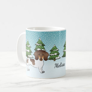 Caneca De Café Dachshund de pelo curto castanho e bege malhado no