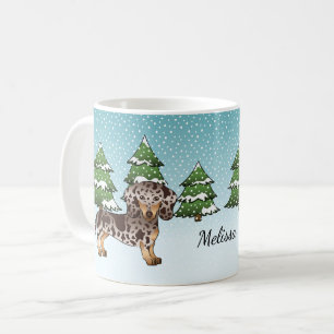 Caneca De Café Dachshund de pelo curto marrom e bronzeado manchad