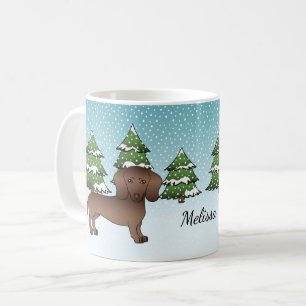 Caneca De Café Dachshund de pelo liso de chocolate - Floresta de