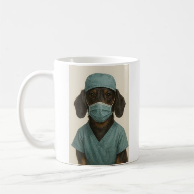 Caneca De Café Dachshund de Uniforme (Esquerda)