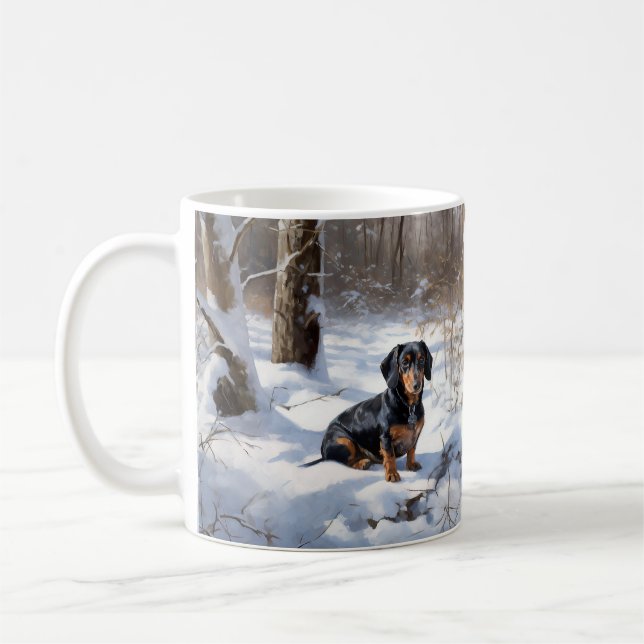 Caneca De Café Dachshund Deixe Nevar Natal (Esquerda)