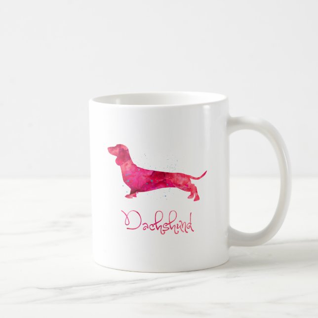 Caneca De Café Dachshund - Design de Aquarela (Direita)