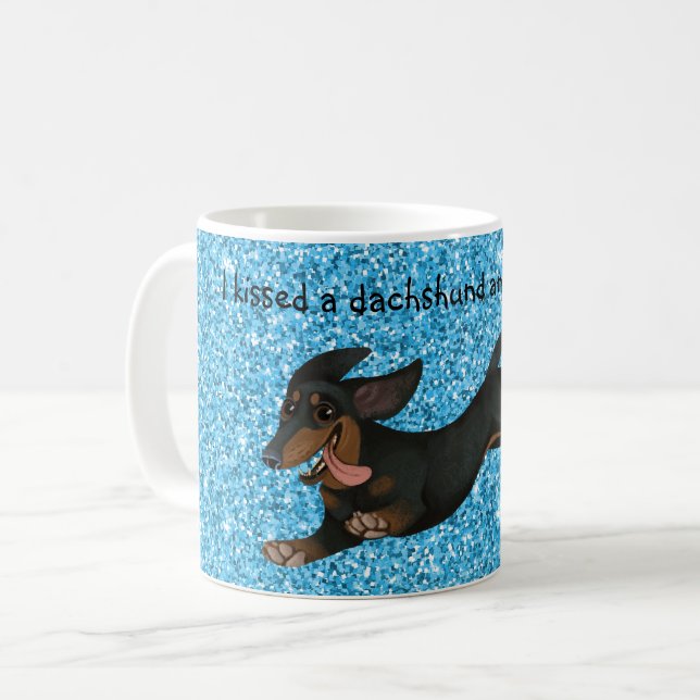 Caneca de Café Dachshund Design de Cachorro Wiener (Frente Esquerda)