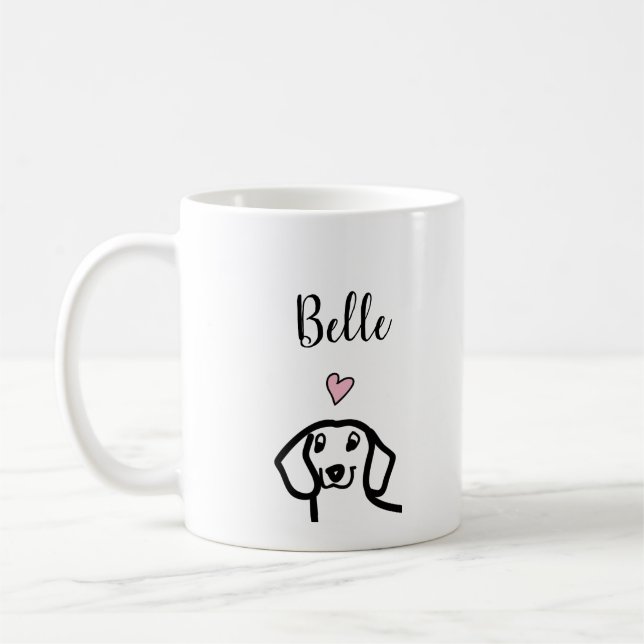 Caneca De Café Dachshund Dog Personalizado (Esquerda)