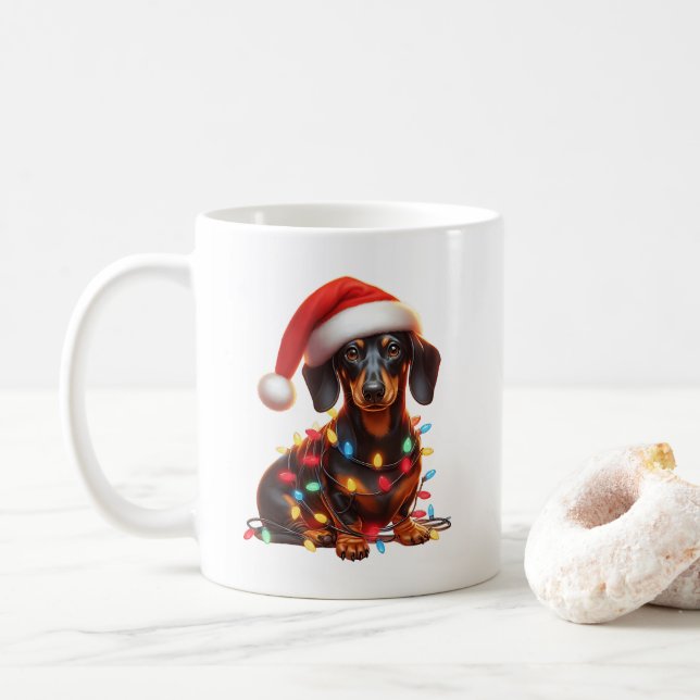 Caneca De Café Dachshund Dog Puppy Natal (Com Donut)