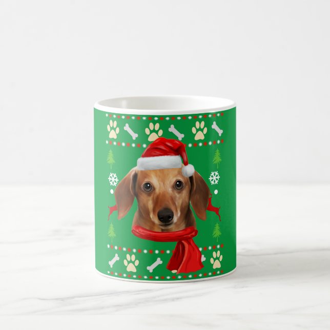 Caneca De Café Dachshund Dog Ugly Christmas (Centro)