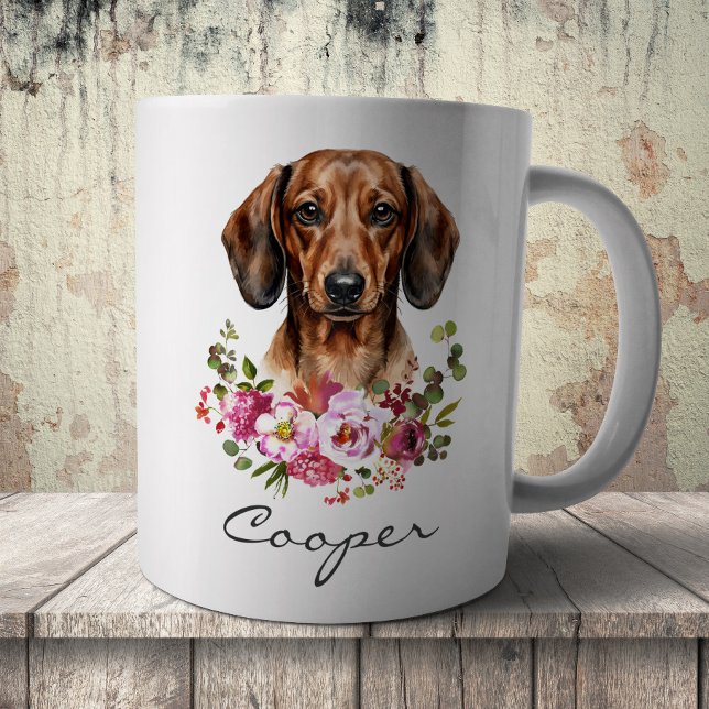 Caneca De Café Dachshund em aquarela (Criador carregado)