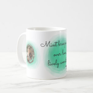 Caneca De Café Dachshund em Aquarela Verde Menta - Nome Personali
