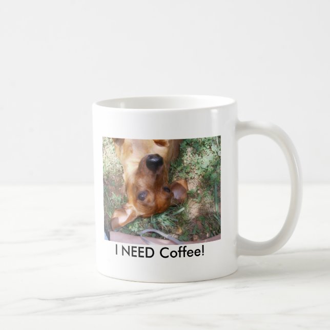 Caneca De Café Dachshund EU PRECISO o café! (Direita)