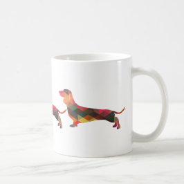 Caneca De Café Dachshund Geométrico Pattern Silhouette