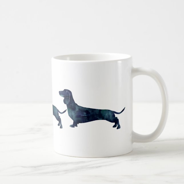 Caneca De Café Dachshund Geométrico Pattern Silhouette (Direita)