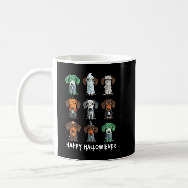 Caneca De Café Dachshund Halloween Hallowiener Pumpkin Skeleton (Esquerda)