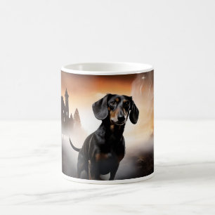 Caneca De Café Dachshund Halloween Scary