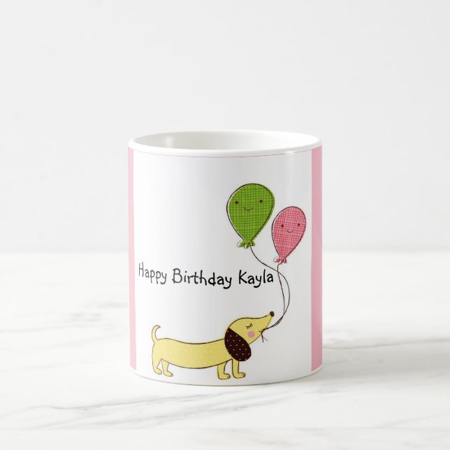 Caneca De Café Dachshund Happy Birthday - Mug Personalizado (Centro)