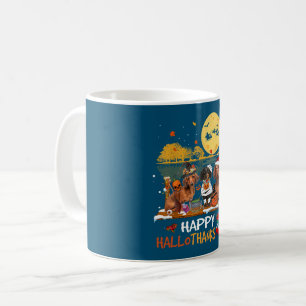 Caneca De Café Dachshund Happy Hallothanksmas Halloween Graças