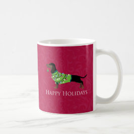 Caneca De Café Dachshund Happy Holidays Design