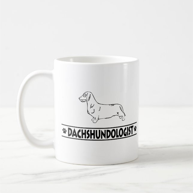 Caneca De Café Dachshund Humorístico de Pelo Duro (Esquerda)