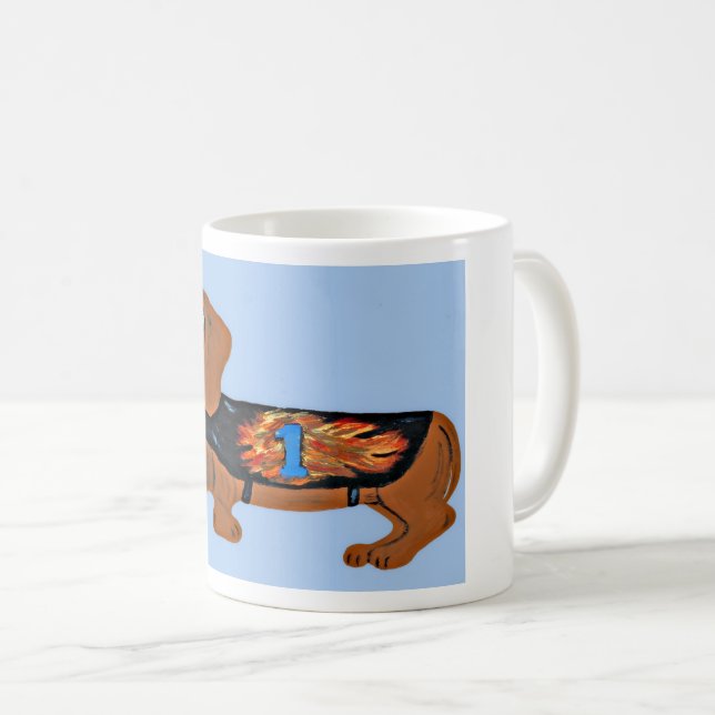 Caneca De Café Dachshund in Racing Jacket Mug (Frente Esquerda)