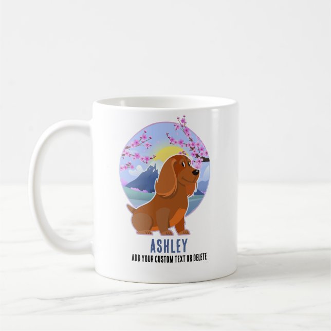 Caneca De Café Dachshund Kawaii Presente Fofo Cachorro Pet (Esquerda)