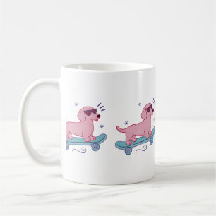 Caneca De Café Dachshund Legal de Skate Arte Divertida de Cacho