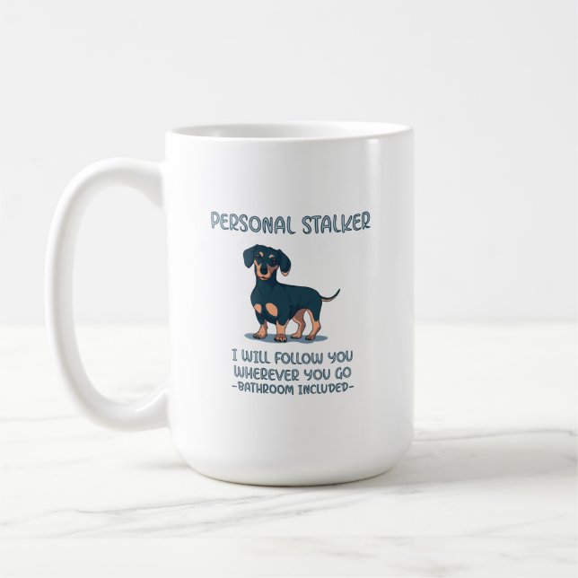 Caneca De Café Dachshund - Marcador Pessoal (Esquerda)