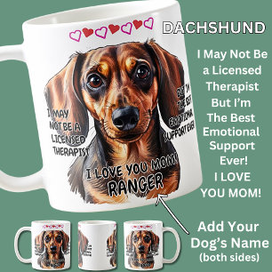 Caneca De Café Dachshund Mug, adicione o nome do cão, pode mudar 