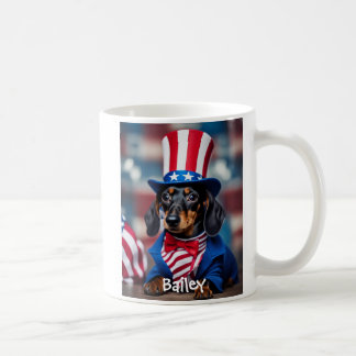 Caneca De Café Dachshund Mug Patriótico Personalizado