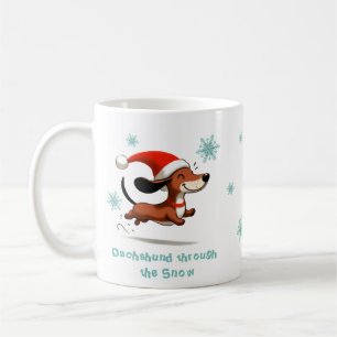 Caneca De Café Dachshund na neve cachorrinho de Natal