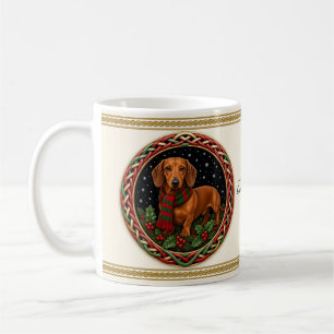 Caneca De Café Dachshund Natal Personalizado Cachorro