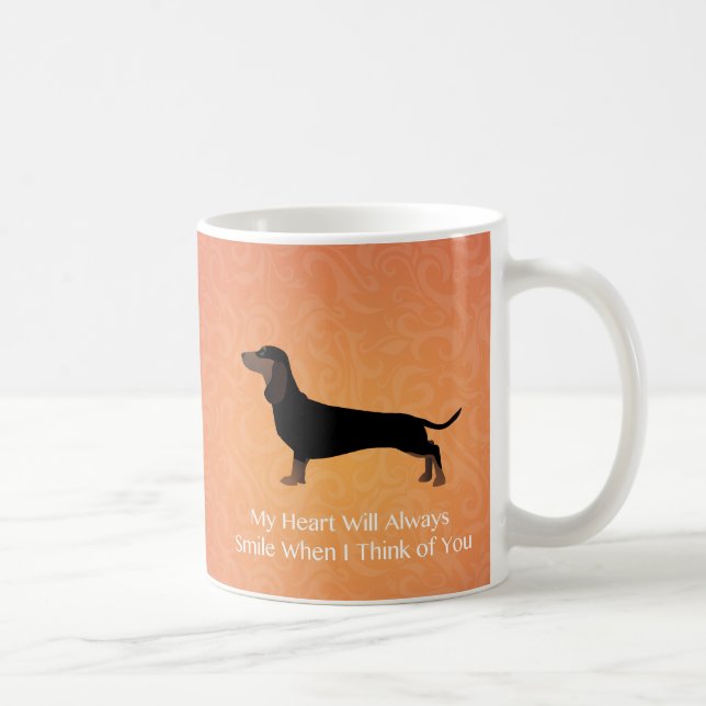 Caneca De Café Dachshund - Pensando em você Design (Direita)