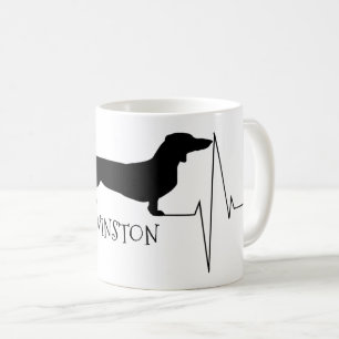 Caneca De Café Dachshund Personalizado Ama O Meu Coração De Cacho