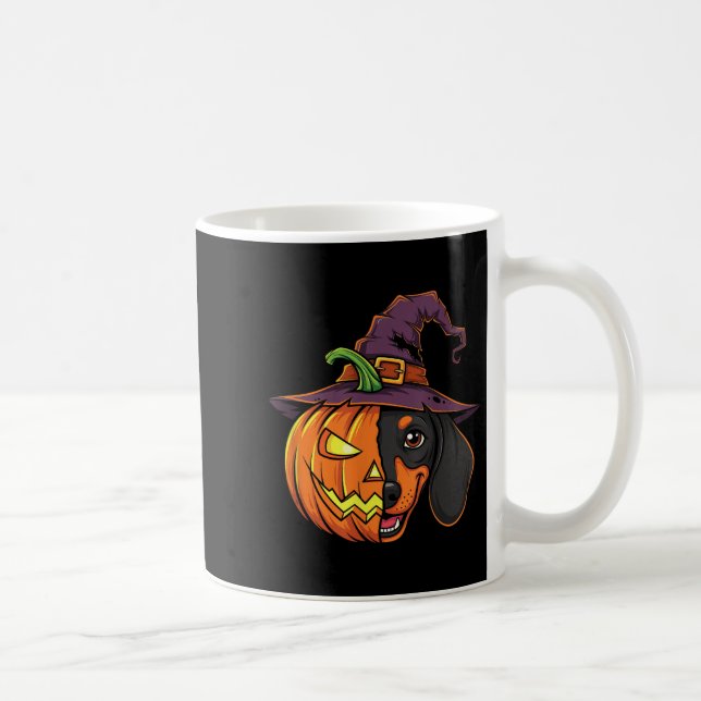 Caneca De Café Dachshund Pumpkin Jack O Lanterna Halloween Crianç (Direita)