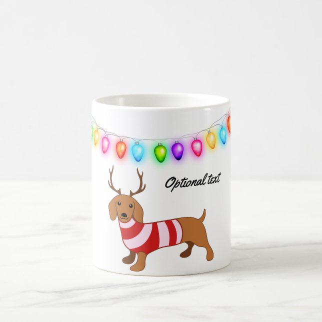 Caneca De Café Dachshund Reindeer - Mug Personalizado (Centro)