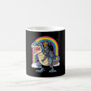 Caneca De Café Dachshund Riding Dinosaur T Rex Difs Rapazes