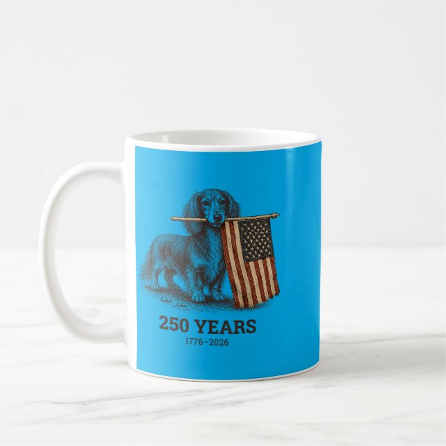 Caneca De Café Dachshund Salsicha Engraçado Vermelho Branco E Cab (Esquerda)