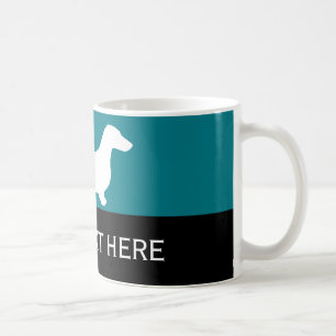 Caneca De Café Dachshund silhout White + suas ideias