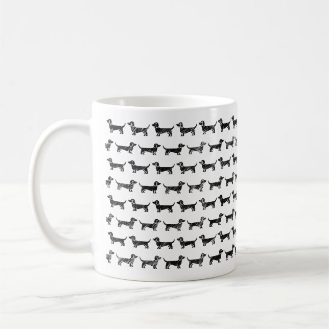 Caneca De Café Dachshund Sketch Design Mug (Esquerda)